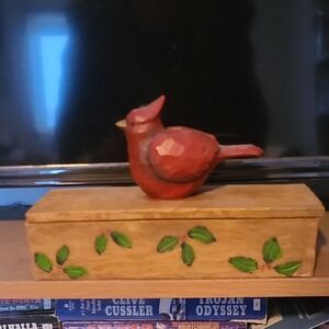 Handcrafted Red Bird Wooden Box
